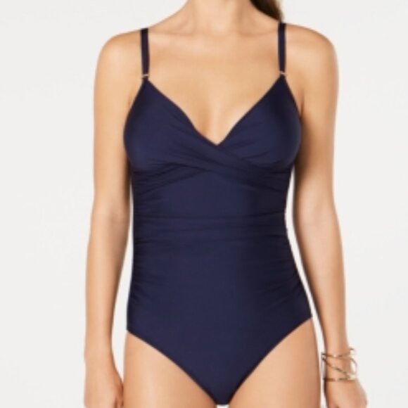 Calvin Klein Twist-Front Tummy-Control One-Piece Swimsuit - Picture 1 of 7